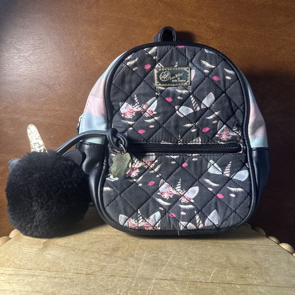 Betsey Johnson Luv Betsey Small Backpack Purse Quilted Unicorn Cats